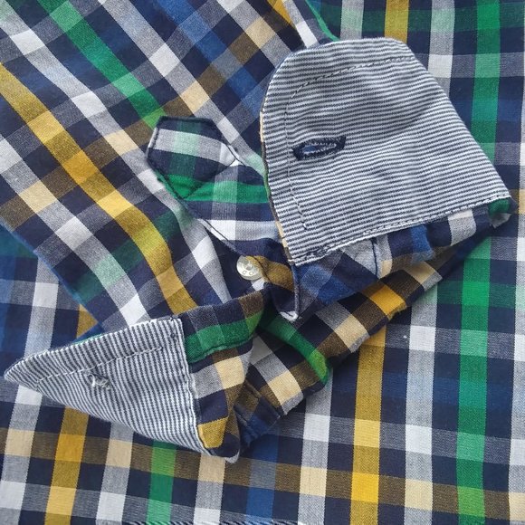 Izod Blue/Green Plaid Button Down - Picture 4 of 5